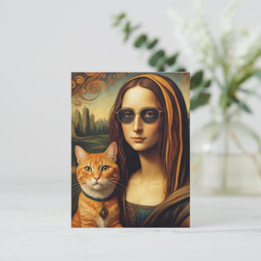 Carte Postale Mona Lisa et son chat Ginger (Debout devant)