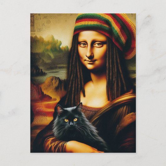 Carte Postale Mona Lisa et son chat noir (Devant)