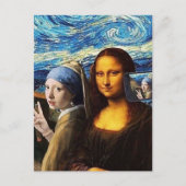 Carte Postale Mona Lisa et une fille en selfie (Devant)