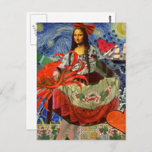 Carte Postale Mona Lisa Fun Zodiac Whimsical (Devant / Derrière)