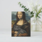 Carte Postale Mona Lisa Holding Elegant Gray Cat                 (Debout devant)