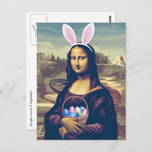 Carte Postale Mona Lisa Pâques (Devant / Derrière)