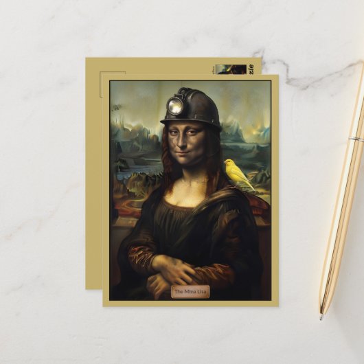 Carte Postale Mona Lisa Parodie Drôle (Devant/Arrière en situation)