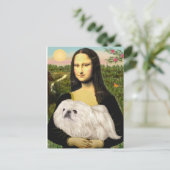 Carte Postale Mona Lisa - Pékinese blanc (#4) (Debout devant)