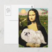 Carte Postale Mona Lisa - Pékinese blanc (#4) (Devant / Derrière)