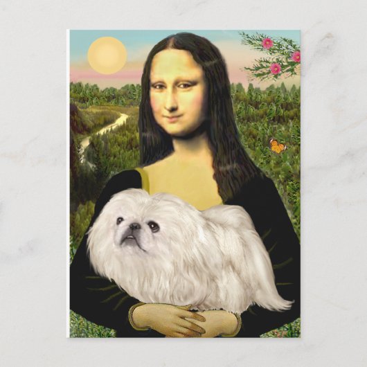 Carte Postale Mona Lisa - Pekingese blanc (#4) (Devant)