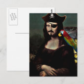 Carte Postale Mona Lisa pirate avec cache-œil (Devant / Derrière)
