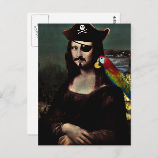 Carte Postale Mona Lisa Pirate avec Moustache (Devant / Derrière)