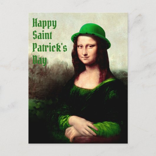 Carte Postale Mona Lisa Saint-Patrick Clover (Devant)