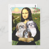 Carte Postale Mona Lisa - Shih Tzus (trois) (Devant / Derrière)
