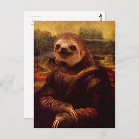 Carte Postale Mona Lisa Sloth (Devant / Derrière)