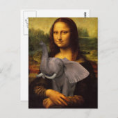Carte Postale Mona Lisa soutient la sensibilisation aux éléphant (Devant / Derrière)