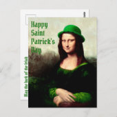 Carte Postale Mona Lisa St. Patrick's Day Clover (Devant / Derrière)