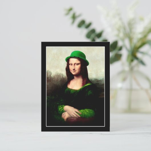 Carte Postale Mona Lisa St. Patrick's Day Clover (Debout devant)