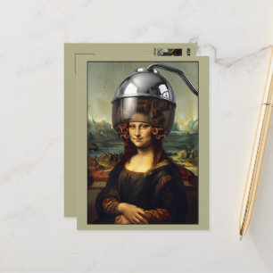 Carte Postale Mona Lisa sur le thème de coiffeur