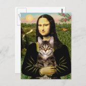 Carte Postale Mona Lisa - Tabby Tiger chat Brown (Devant / Derrière)