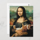 Carte Postale Mona Lisa tenant son chat Leonardo da Vinci (Devant / Derrière)