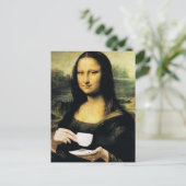 Carte Postale Mona Lisa tenant une tasse de thé Leonardo da Vinc (Debout devant)