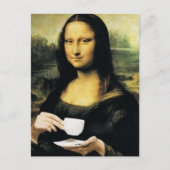 Carte Postale Mona Lisa tenant une tasse de thé Leonardo da Vinc (Devant)