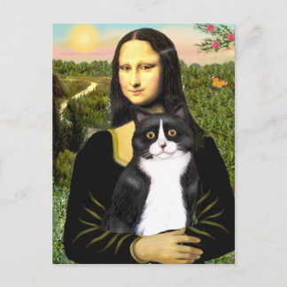 Carte Postale Mona Lisa - Un chat noir et blanc SH