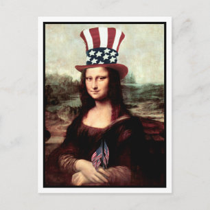 Carte Postale Mona Lisa USA Fête de l'Indépendance 