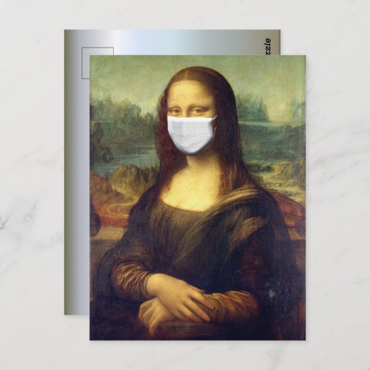 Carte Postale Mona Lisa Via Corona Virus (Devant / Derrière)