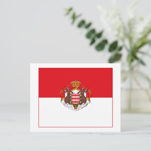 Carte Postale Monaco Drapeau avec certificat d'authenticité (feu (Debout devant)