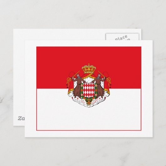 Carte Postale Monaco Drapeau avec certificat d'authenticité (feu (Devant / Derrière)