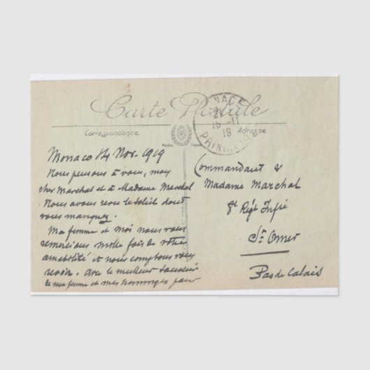 Carte Postale Monaco  Frans Groen Tissuepapier (Voorkant)