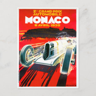 Carte Postale Monaco Grand Prix Race~ Automobile Vintage Ad