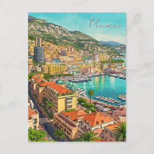 Carte Postale Monaco Monte Carlo Europe Aquarelle Voyage