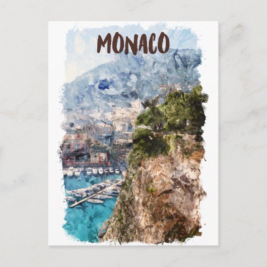 Carte Postale Monaco Retro Travel Port View (Devant)
