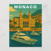 Carte Postale Monaco Vintage Mediterranean Harbor & Yacht (Devant)