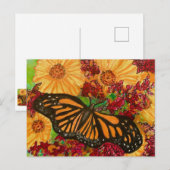 Carte Postale Monarch Butterfly Sunflowers Milkweed Watercolor (Devant / Derrière)