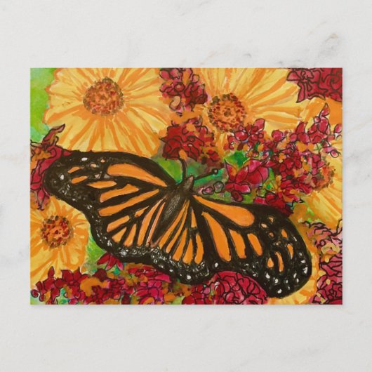 Carte Postale Monarch Butterfly Sunflowers Milkweed Watercolor (Devant)