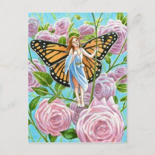 Carte Postale Monarch Fairy parmi les Roses