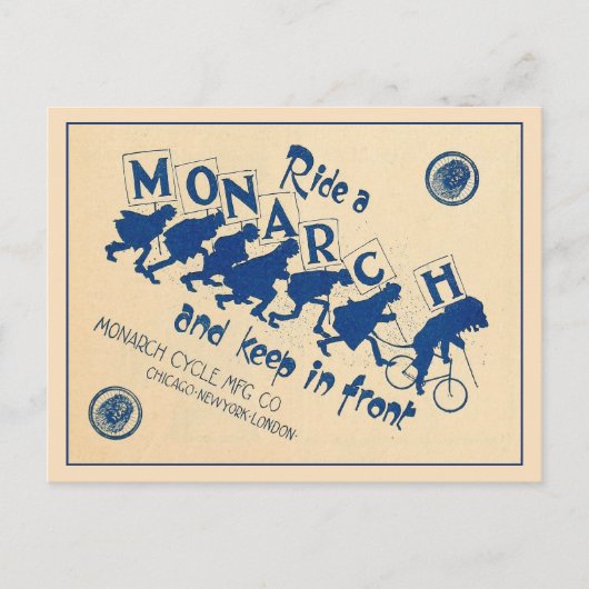 Carte Postale Monarch vélo vintage publicité (Devant)