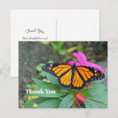 Carte Postale Monarque Papillon rose Merci de photo florale (Devant / Derrière)