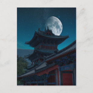 Carte Postale Monastère de Shaolin Ciel nocturne de la lune