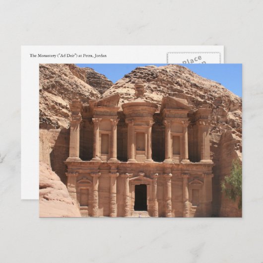 Carte Postale monastère devant Petra (Devant / Derrière)