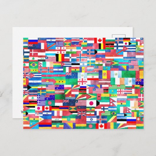 Carte Postale Monde des drapeaux (Devant / Derrière)