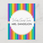 Carte Postale Monde Enseignant le plus grand Rainbow Crayons Sch (Devant)