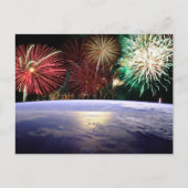Carte Postale Monde et feux d'artifice, Vue de la Terre, ZSSG (Devant)