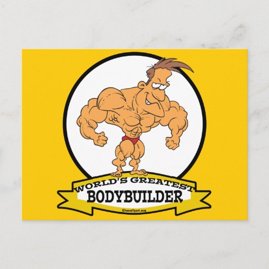 CARTE POSTALE MONDE LE PLUS GRAND BODYBUILDER HOMME CARTOON (Devant)