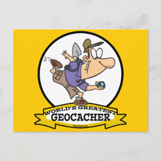 CARTE POSTALE MONDE LE PLUS GRAND GEOCACHER HOMMES CARTOON