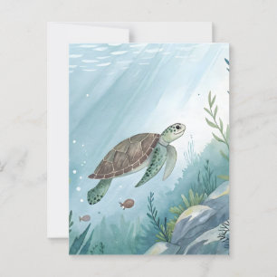 Carte Postale Monde sous-marin avec tortue