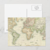 Carte Postale Monde sur la projection de Mercator (Devant / Derrière)