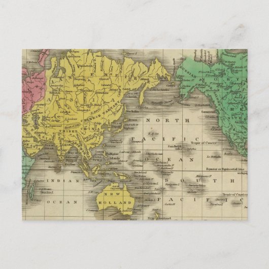 Carte Postale Monde sur la projection de Mercator (Devant)