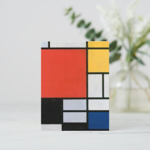 Carte Postale Mondrial Composition Rouge Jaune Bleu Noir