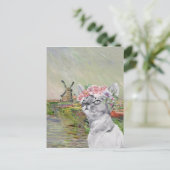 Carte Postale Monet Champ Tulipes et Chat fantaisie (Debout devant)